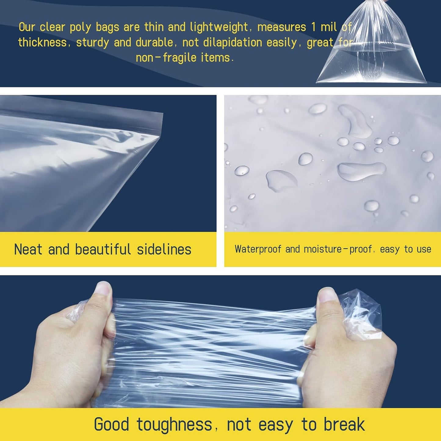 Clear Plastic Flat Poly Bags, Clothing Merchandise Bags, for Food, Bread, Dough, Clothes Packaging, Storage, Gift Bag