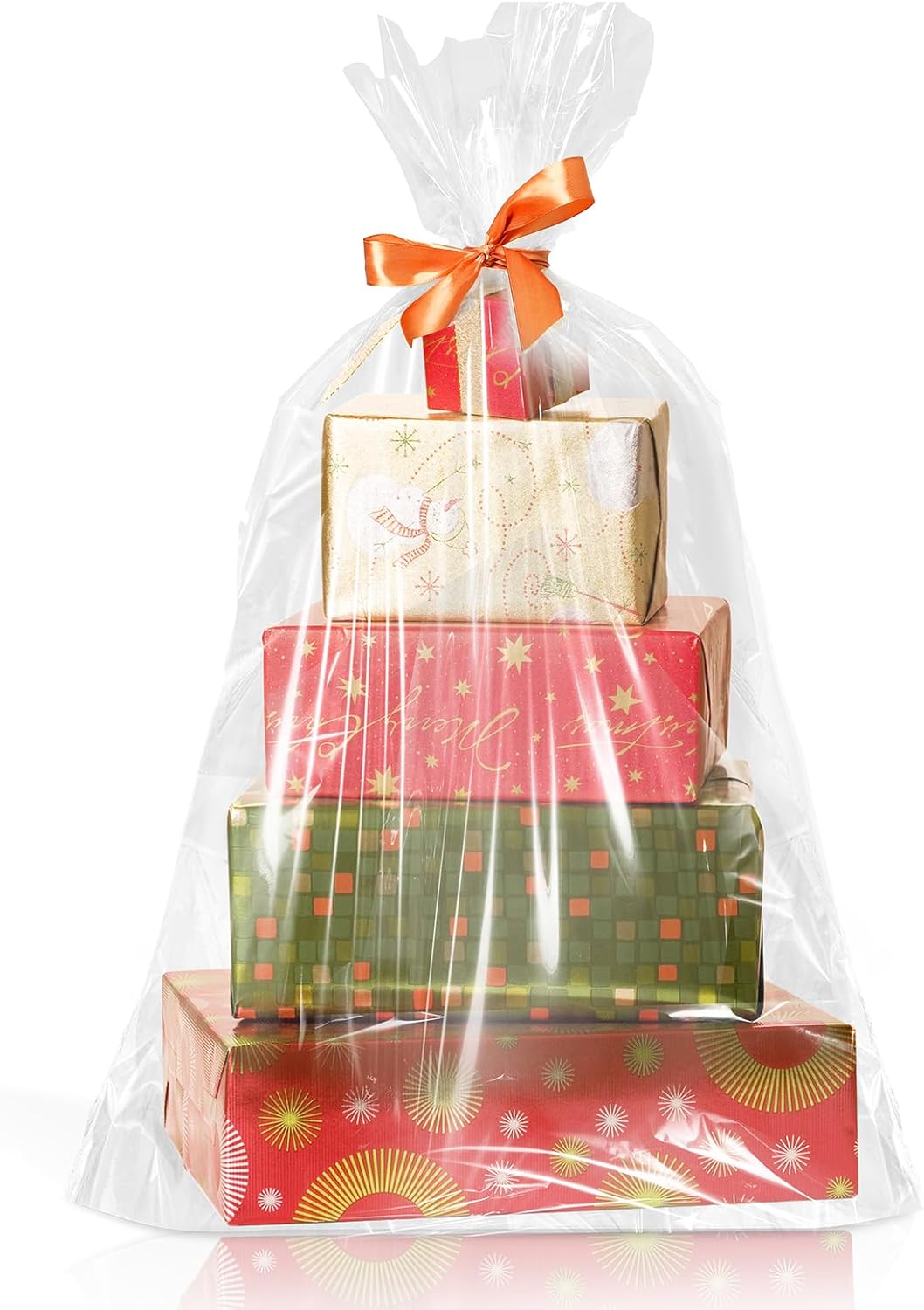 Cellophane Wrap for Gift Baskets - Large Clear Cello Gift Bags with Ties Plastic for Gift Giving, Packaging Products