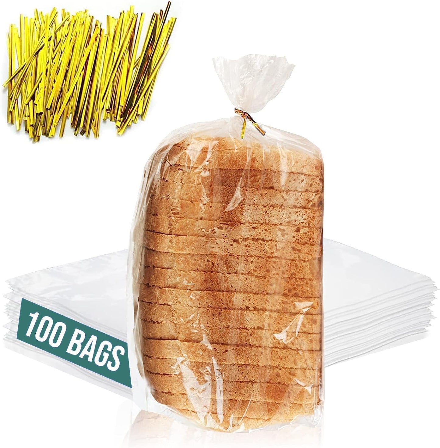 Reusable Plastic Bread Bags for Homemade Bread - Clear Bag with Ties For An Airtight Moisture-free Preservation and Storage - Loaf Home Bakers Bakery Owners