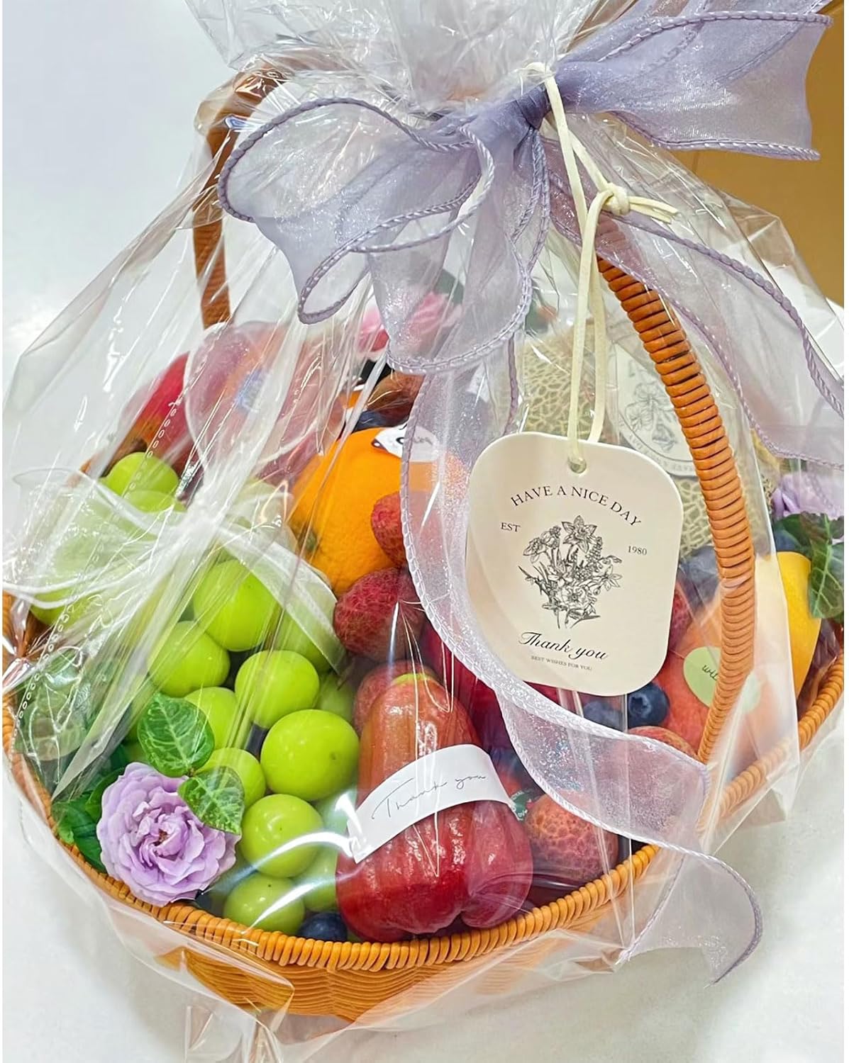 Clear Gift Bags - Large Cellophane Wrap for Gift Baskets Wrapping Plastic with Ties for Gift Giving, Packaging Products