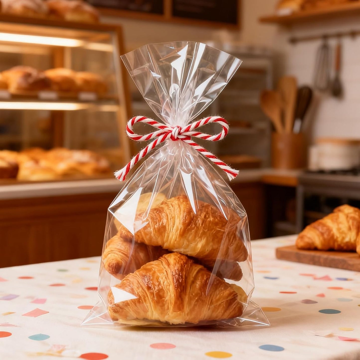 Clear Cellophane Treat Bags with Twist Ties, Transparent Individual Plastic Cookie Bags Small Cello Gift Candy Bag for Party Favors Goodie Cookies Bakery