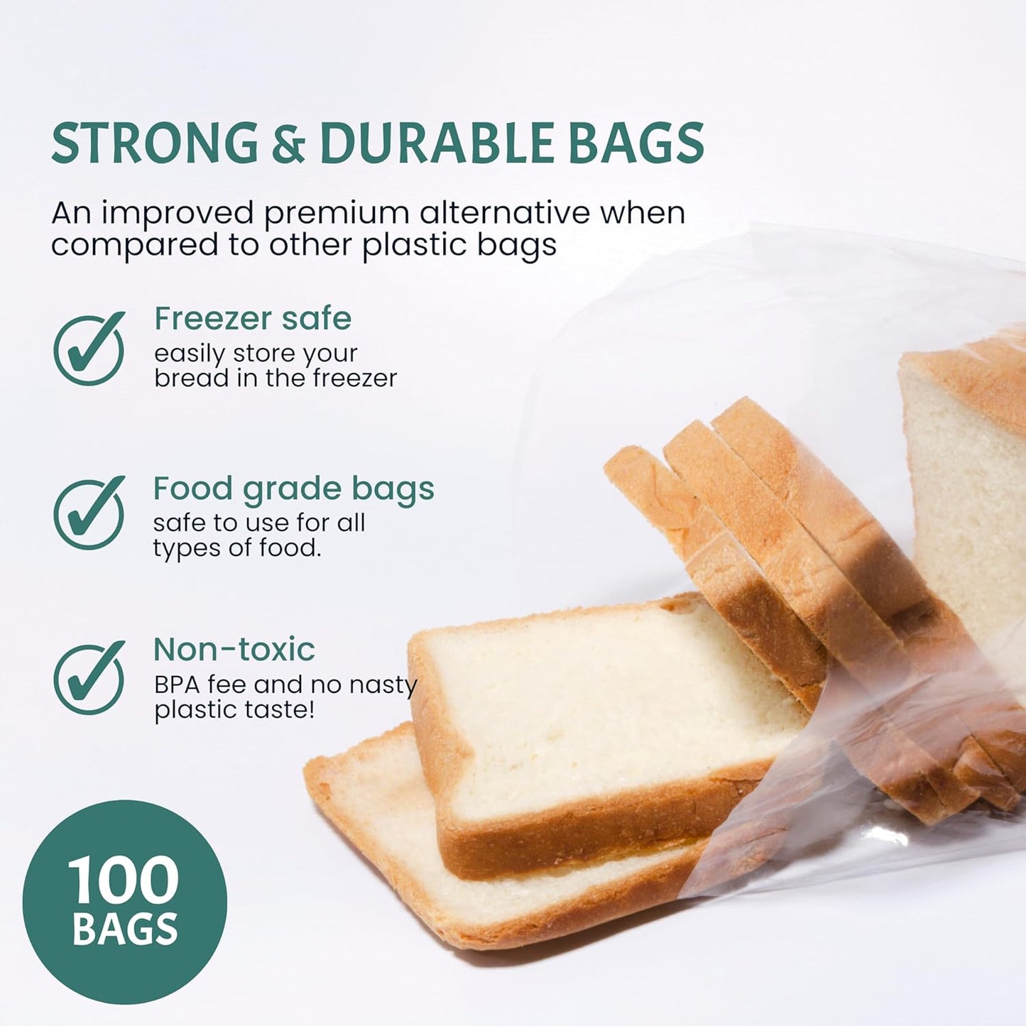 Reusable Plastic Bread Bags for Homemade Bread - Clear Bag with Ties For An Airtight Moisture-free Preservation and Storage - Loaf Home Bakers Bakery Owners