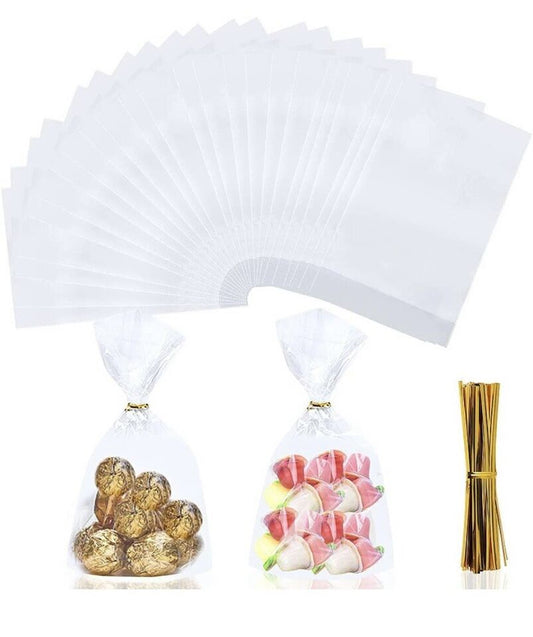 Treat Bags Clear Flat Cellophane, Resealable Flat Cello Bags Sweets